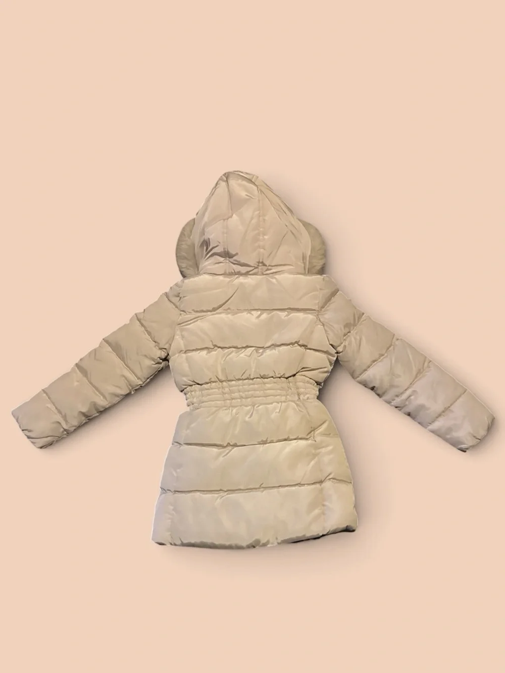 Kensie Girl NWT Cream Puffer Jacket with Hood Faux Fur